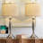 27.75"traditional Brushed Metal Candle Holder With Usb For Bedroom,living Room,office And Hallway