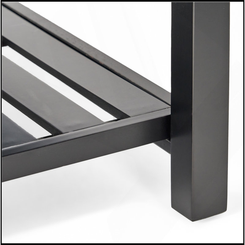 Sophisticated Square Ottoman With Storage And Bottom Rack, A Stylish And Functional Addition To Any Room