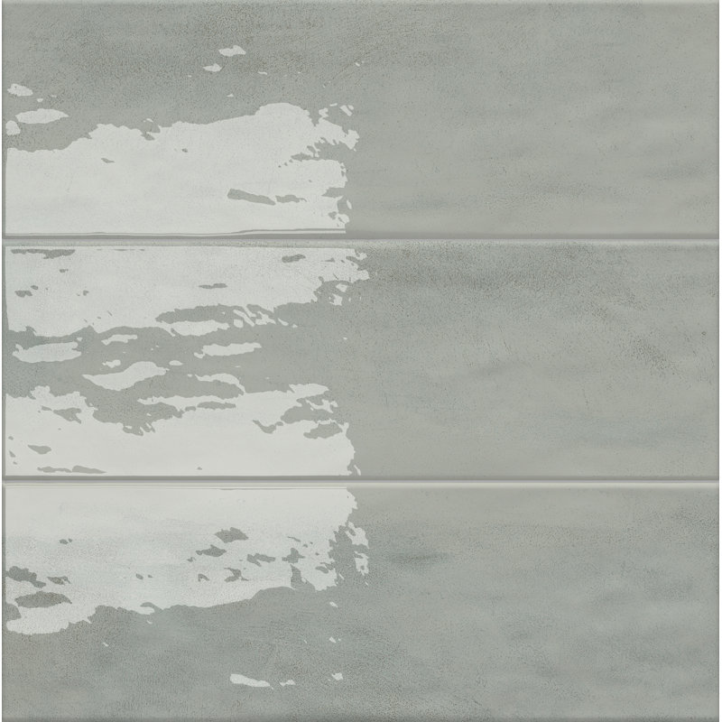 Aura Glossy Subway Ceramic Wall Tile 4x12 - Ideal for backsplashes, accent walls and decorative features, Silver