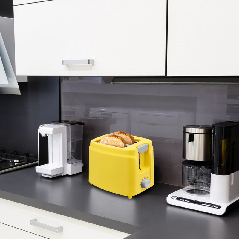 2 Slice Stainless Steel Toaster, LCD Display, Touch Button, 1.13" Wide Slot, Jaune