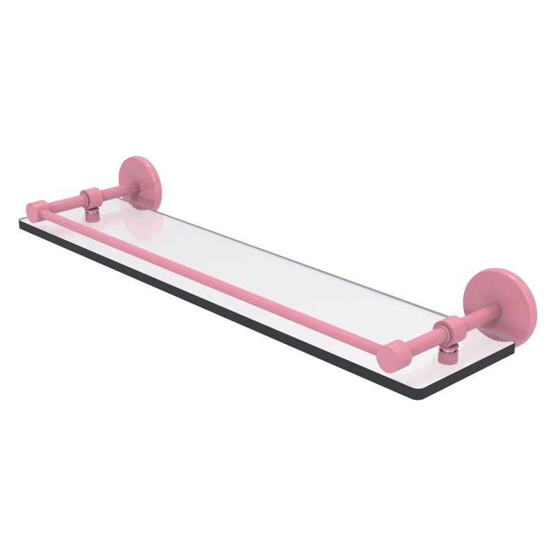 Tablette en verre trempé avec rail Gallery P1000, H 3 po x l 22 po x P 5 po, Rose