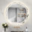 Miroirs de salle de bain ronds à DEL avec antibuée, lumières à intensité variable et incassable-387973973