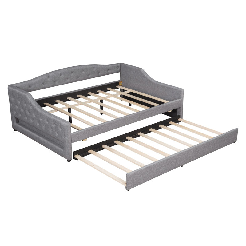 Lit de jour rembourré avec ceinture DEL, Double XL, Gris