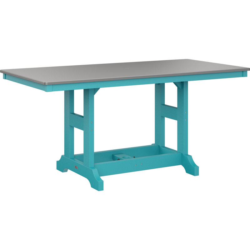Table de salle à manger rectangulaire Berlin Garden, Acier inoxydable martelé, Bleu Aruba, H 30,87 po x l 66 po x P 33 po