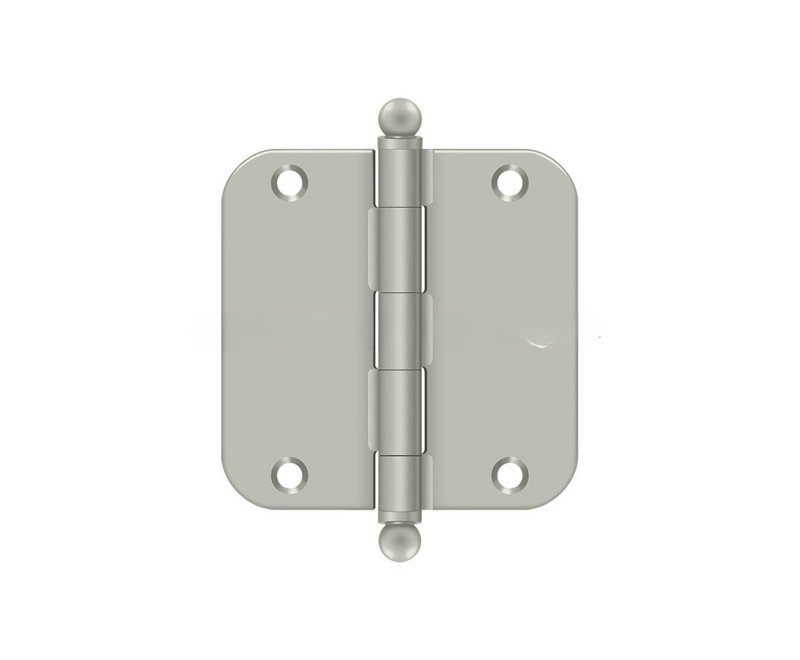 Charnière à rayon 3-1 / 2 po x 3-1 / 2 po x 5/8 po Deltana S35R515-BT, avec embouts sphériques en paire de nickel brossé