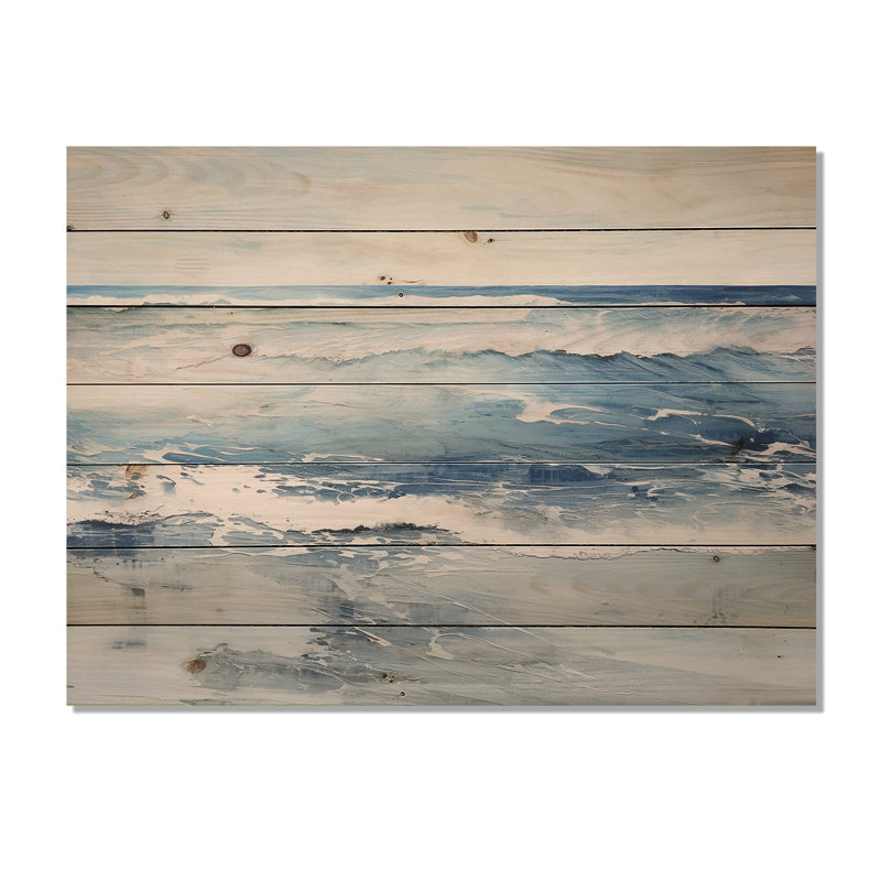 Vague de plage douce de couleur douce - art mural en bois de plage côtière sur bois de pin naturel, H 30 po x l 40 po