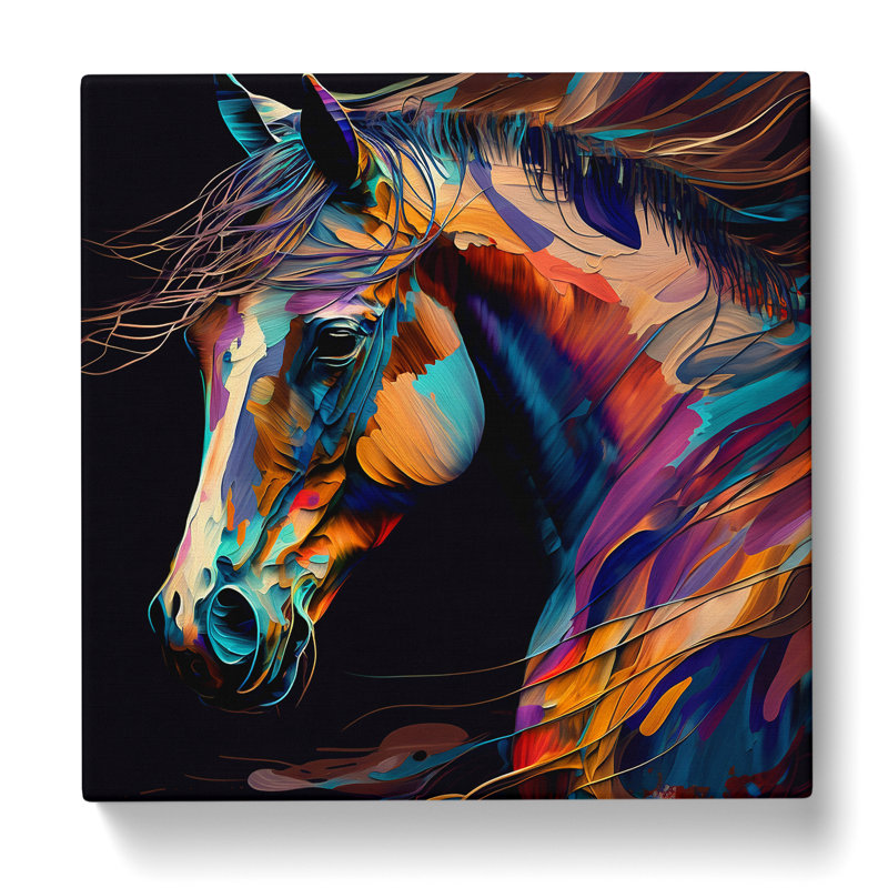 Horse Abstract Art - Wrapped Canvas, 35cm H x 35cm W x 3cm D