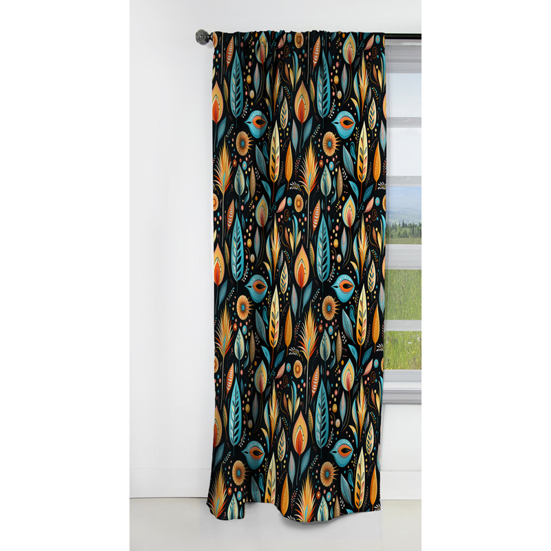 Motif tribal Frivolity Boho - Rideau abstrait Boho - Rideau abstrait occultant - 1 panneau, L 52 po x L 108 po