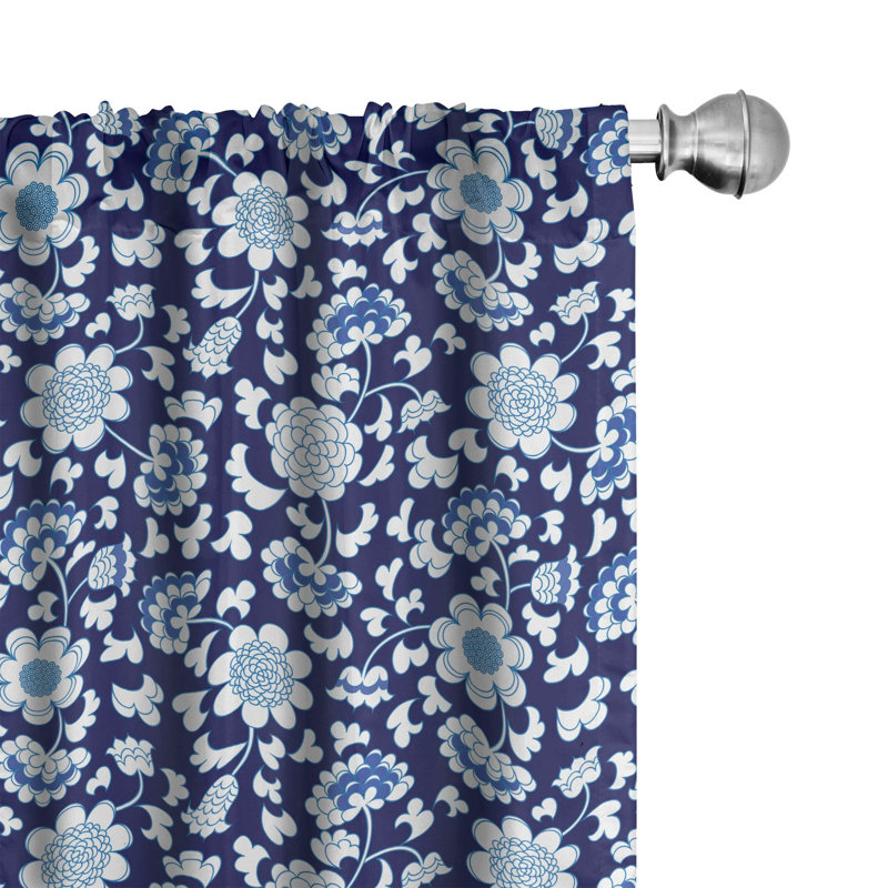 Floral Semi-Sheer Rod Pocket Curtain Panels, 28" x 95"
