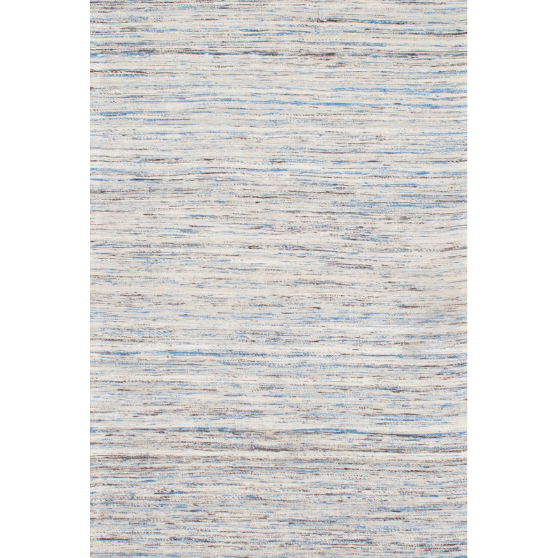 Aliyyah No Pattern and Not Solid Color Handmade Rectangle 4' x 6' Wool/Cotton Area Rug in Gray