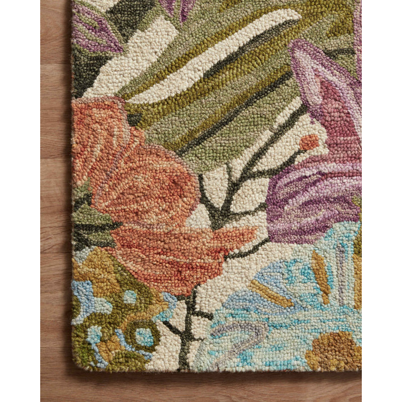 Tapis en laine orange / beige crocheté à la main Oberle, Rond 5 pi