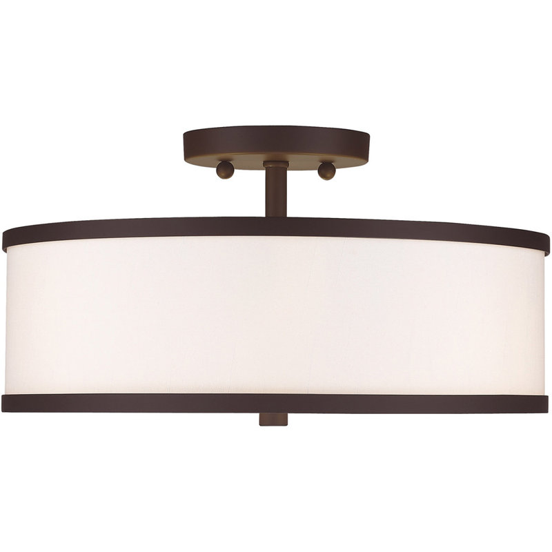 Ener Fabric Semi Flush Mount, 8" H x 15" W x 15" D, Bronze
