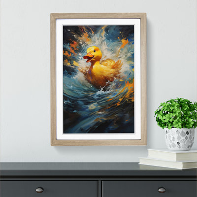 XYZ-FRM-V1223-568 Duck Action Painting - Single Picture Frame Print on Wood