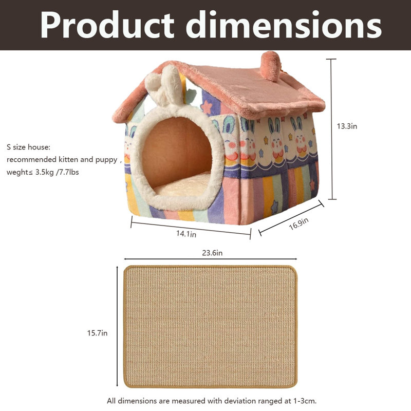 Dorcent Nest Pet Bed, Small (14.1" L x 16.9" W)