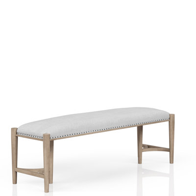 Banc de couleur sable pour le coin salon, siège rembourré, banc élégant Triad Bases, bases élégantes