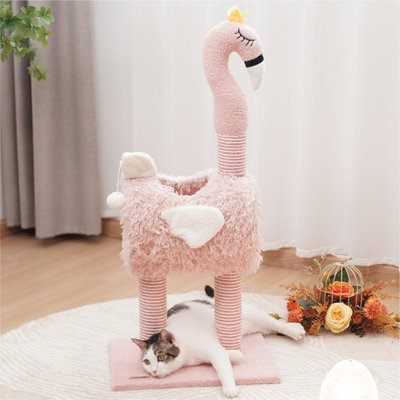 Structure d'escalade pour chat en flamant rose