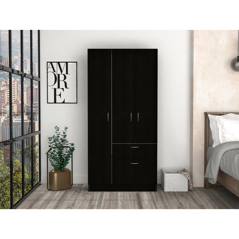 Armoire, chambre à coucher, noir / blanc