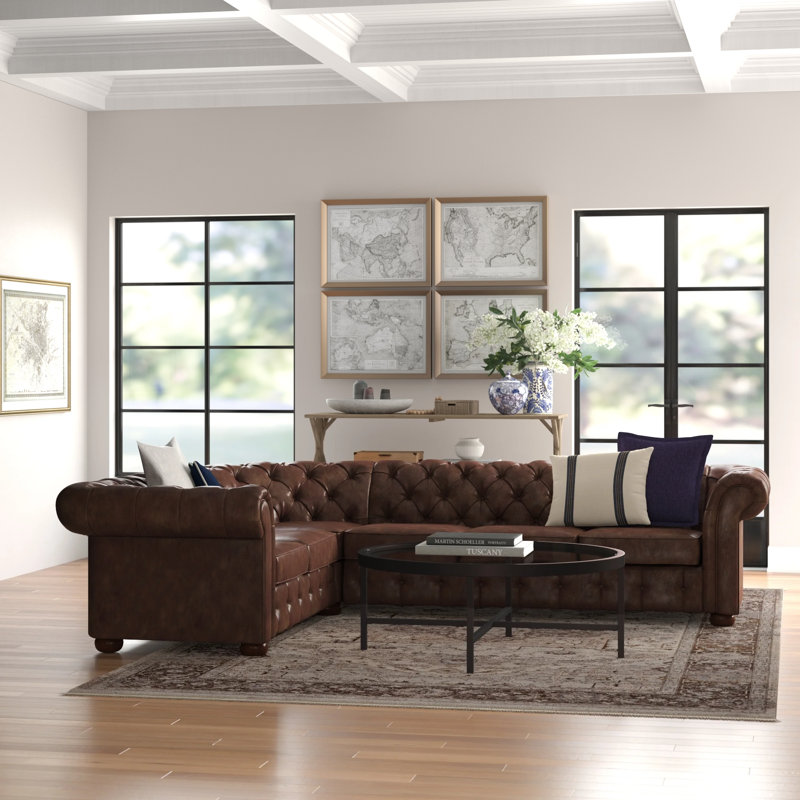 Huskins Faux Leather L-Shaped Sectional Symmetrical