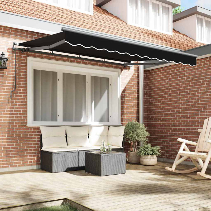 Brayden Studio 200cm D Retractable Door / Window Awning, 350 cm W x 200 cm D, Black/Anthracite