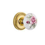 Rope Rosette with White Rose Porcelain Door Knob