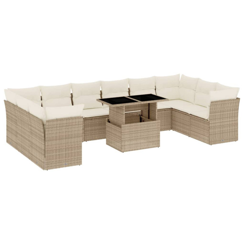 Grand canapé modulaire en rotin PE Vidaxl, Blanc, Beige