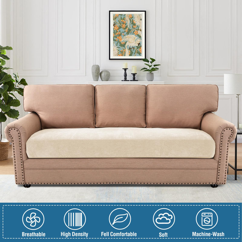 Housse de canapé extensible antidérapante en chenille pour canapé à 3 places avec fond élastique pour le salon Lavable à la machine