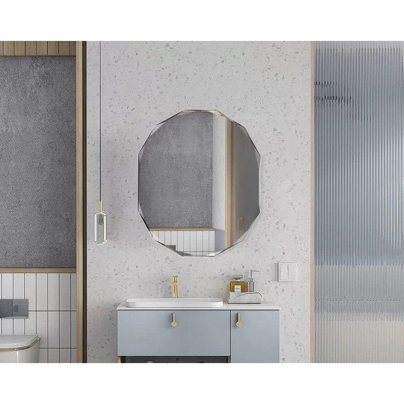 Miroir de salle de bain sans cadre 51 x 71 cm (20 x 28 po) - Miroir mural biseauté en verre argenté sans cuivre