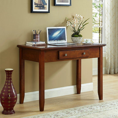 Bureau rectangulaire en bois massif avec 1 tiroir Nut-Brown