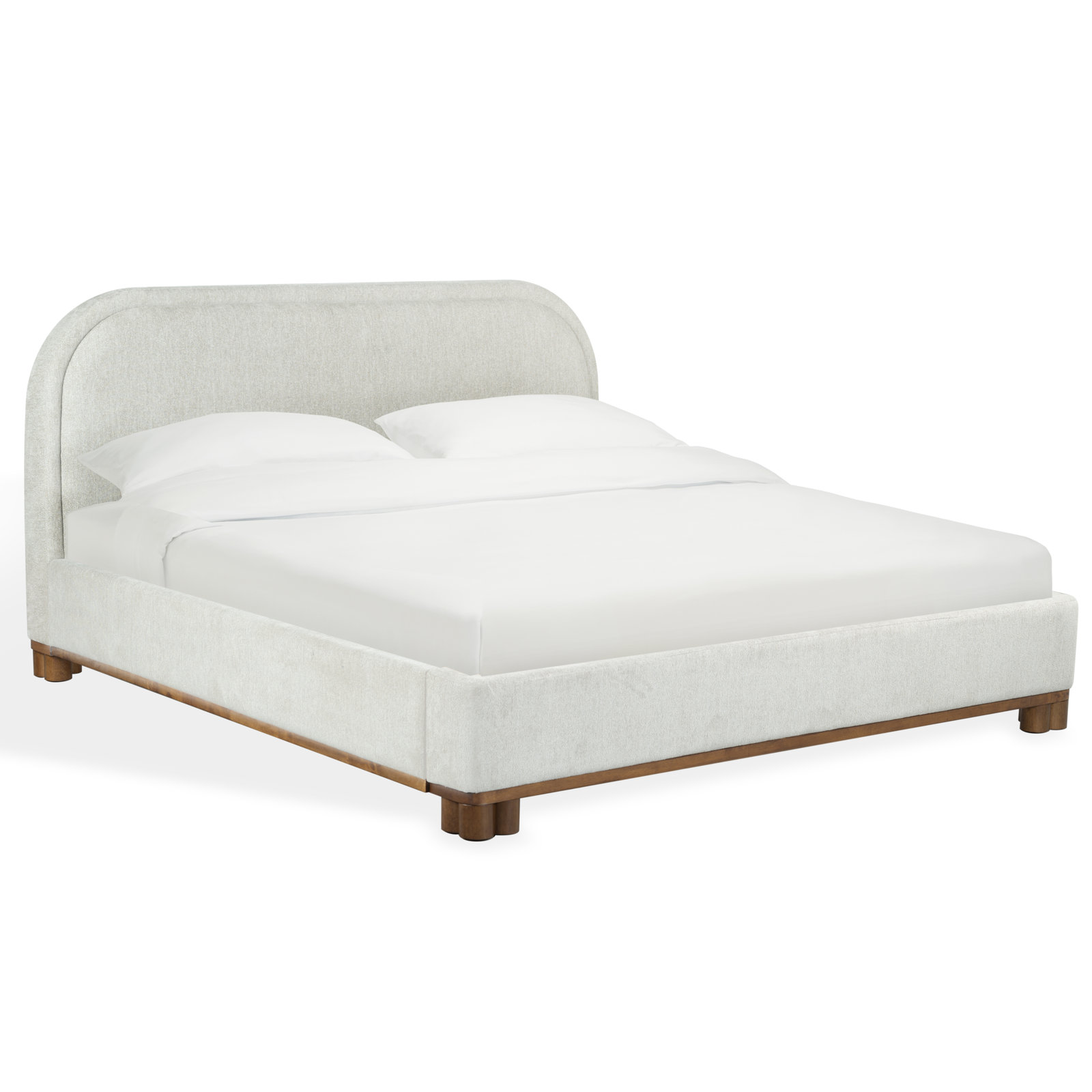 Chenille Upholstered Bed, Queen, Grey