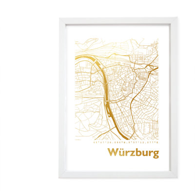 Würzburg Map - Single Picture Frame Print