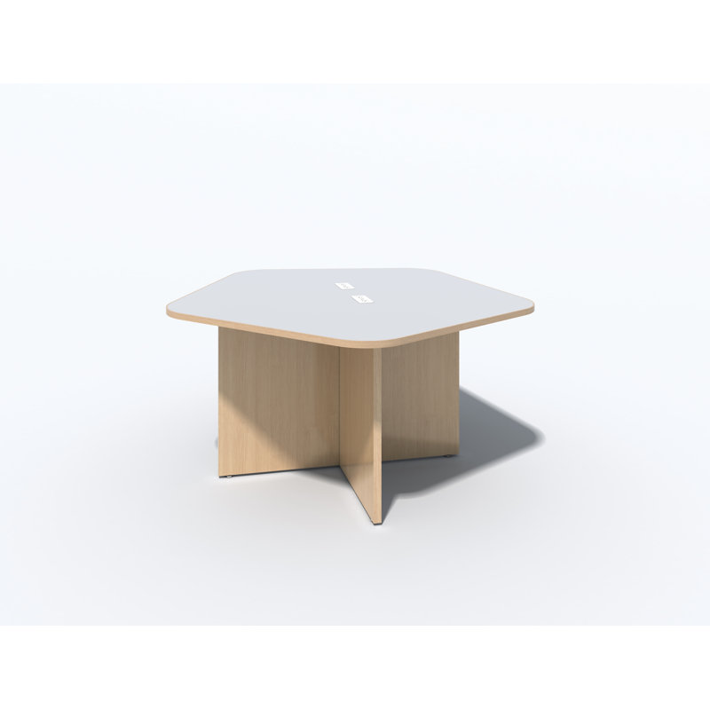 Table de conférence octogonale avec modules d'alimentation, Érable Fushion