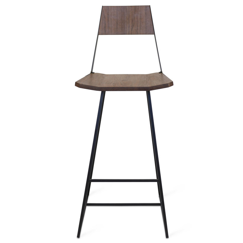 Tabouret de bar et de comptoir en bois massif, Noir, Tabouret de bar (assise de 30 po de hauteur)