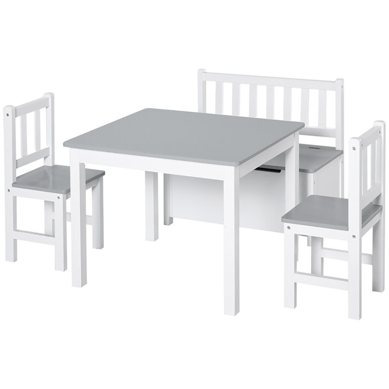Kids 4 Piece and Chair Set, Gray