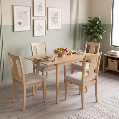 Ensemble de table de salle à manger 5 pièces avec abattant, table pliante et 4 chaises rembourrées pour petits espaces