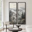 Paysage de forêt de pins de montagne brumeuse – Ensemble de 2 impressions d'art murales encadrées sur toile 60 po x 20 po x 2-134739177-134739176