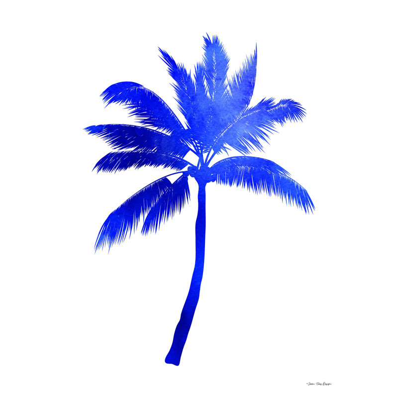 Palmier bleu III - impression sur toile tendue, H 16 po x l 12 po