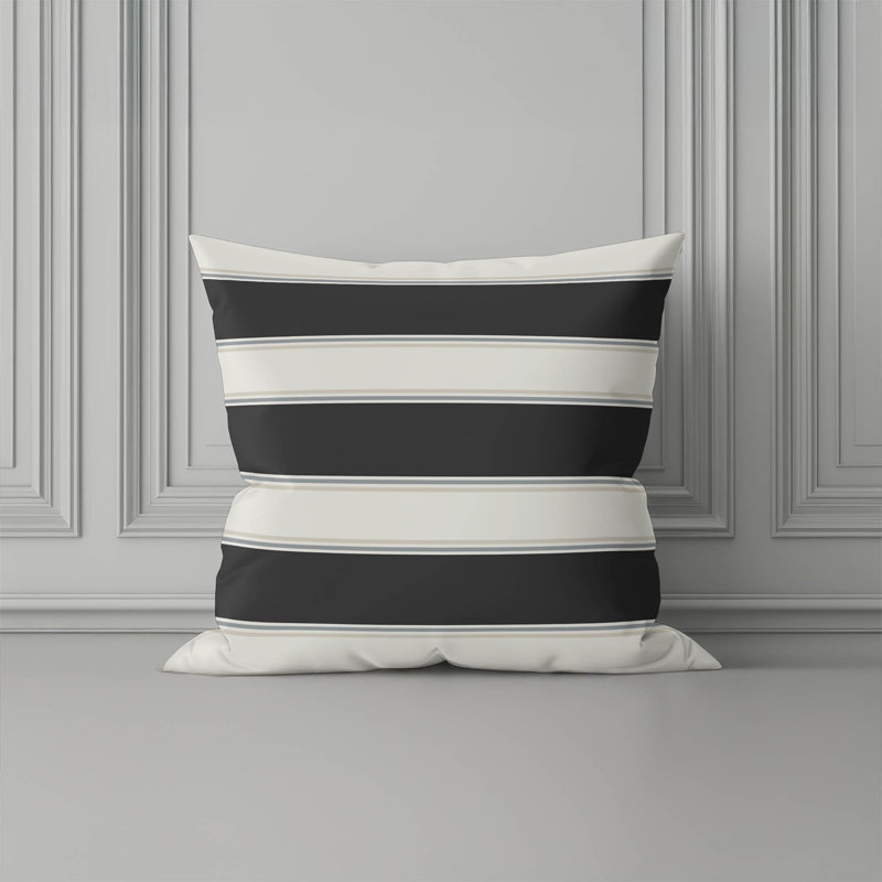 Cabana Stripe Indoor Pillow, Charcoal, Square 20"