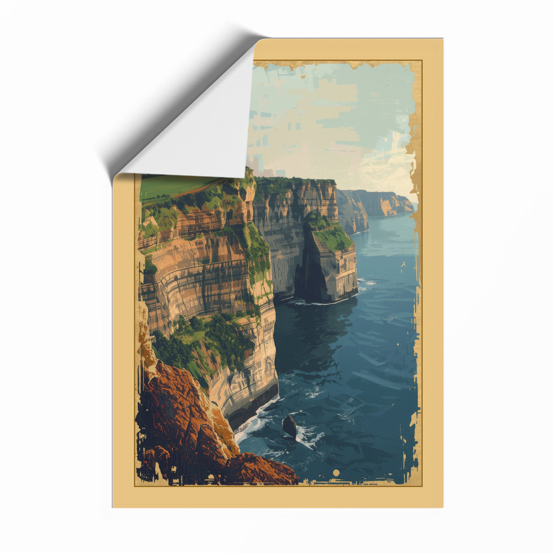 Clifftop Fortress Coastal - Framed Print