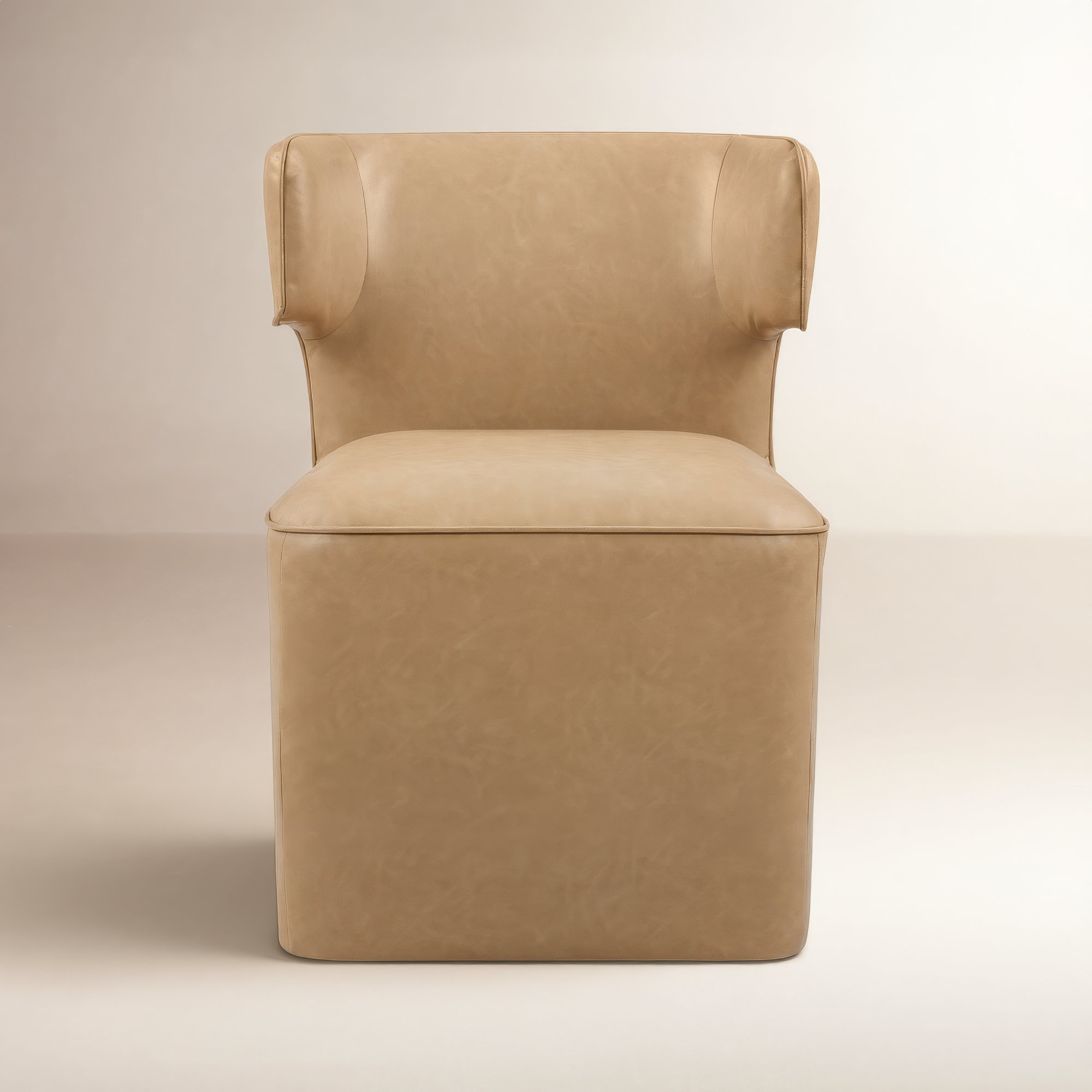 Sardinia Vegan Leather Dining Chair With Casters, Copley Brown Performance