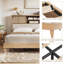 Cadre de lit Queen Size en rotin avec tête de lit de rangement, lit plateforme de style ferme avec tablette, lit en bois, silencieux, antidérapant, sans sommier, montage facile-1959731097