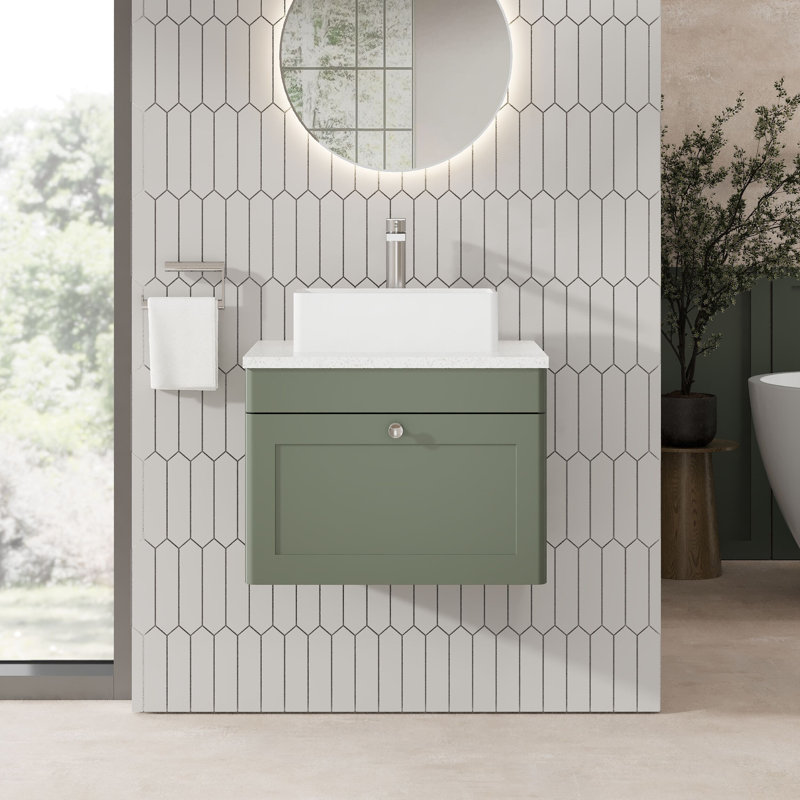 Teris Bathroom Vanity, Satin Green, 60cm W