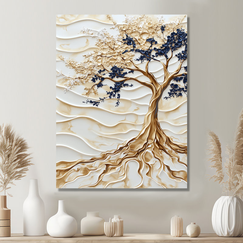 Arbre de baobab Winter Winter - impression murale en métal Floral, H 32 po x l 16 po x P 0,84 po