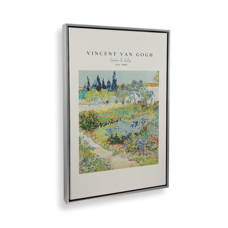 Jardin Van Gogh à Arles v2, H 12,75 po x l 8,75 po, Cadre flottant en chrome poli