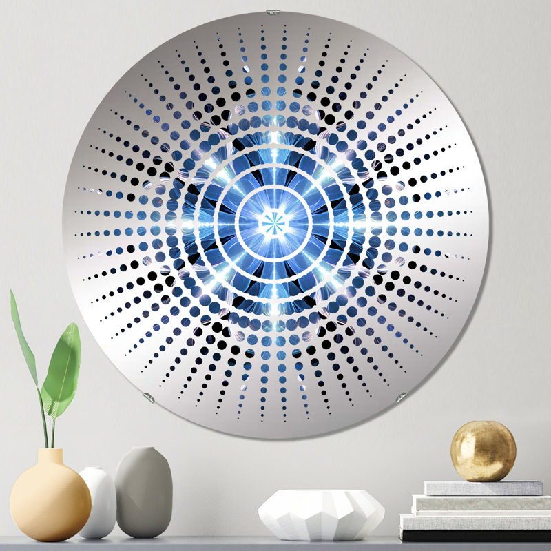 Miroir mural turquoise et blanc Fractal Flowers V - Sun Circles, 23,6 po x 23,6 po