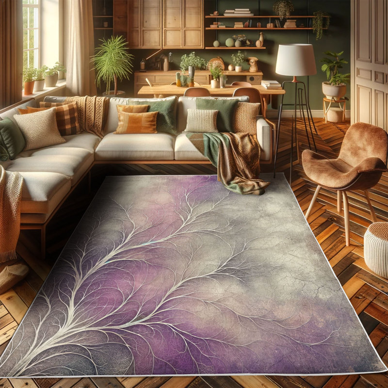 Ambesonne Branches High Density Long Fiber Poly Threads Decorative Area Rug Carpet, Rectangle 2'3" x 3'9"
