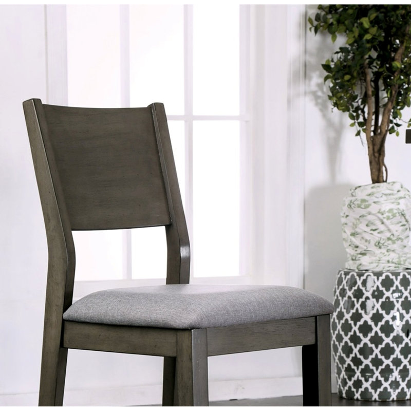 Chaises de salle à manger modernes en bois massif gris, rembourrées, hauteur du comptoir, avec dossier à panneaux (lot de 2) pour des repas décontractés - Pièce