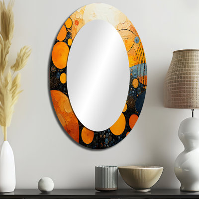 Fiery Fusion III - Miroir mural ovale jaune