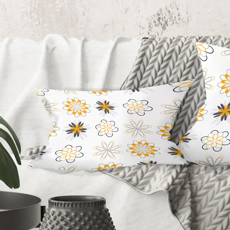 Coussin rétro à motif floral rétro Mid-Century