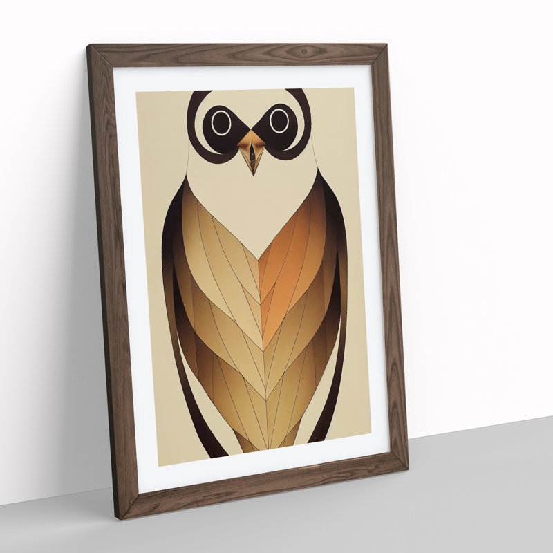 Bird No.2 - Wall Art, 46cm H x 34cm W x 2cm D, Walnut Framed Paper
