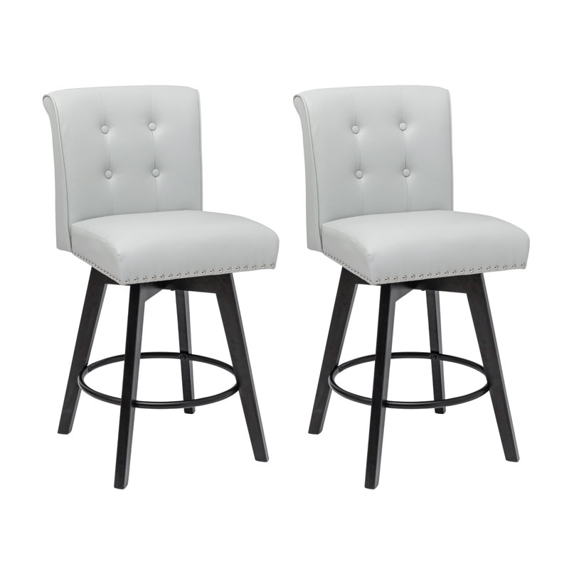 Odelin Swivel Upholstered Counter Stool, Light Gray